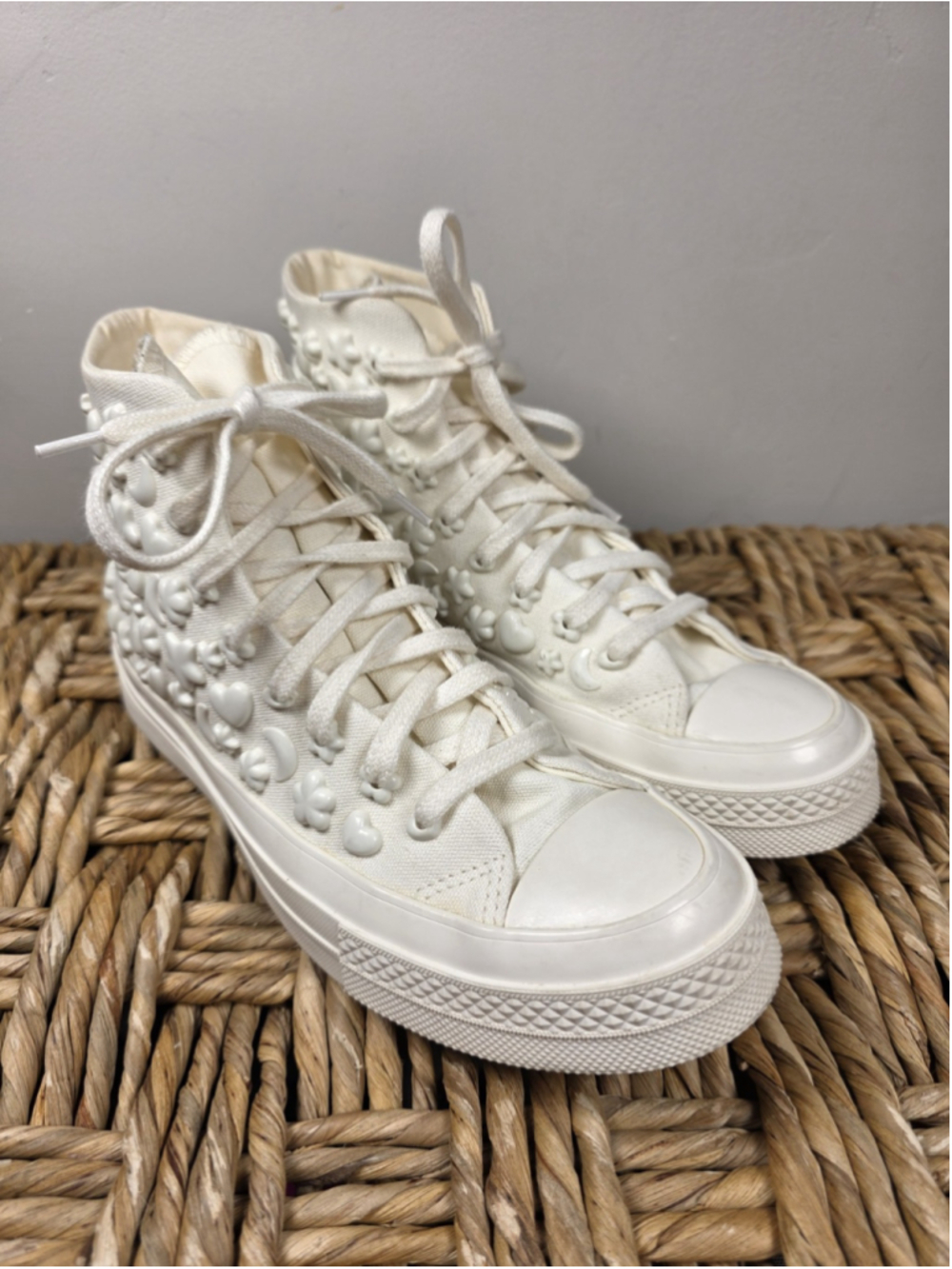 Converse Chuck 70 3D Charms Egret High Top Shoes Women Sz 8.5 A06434C Y2K Cream